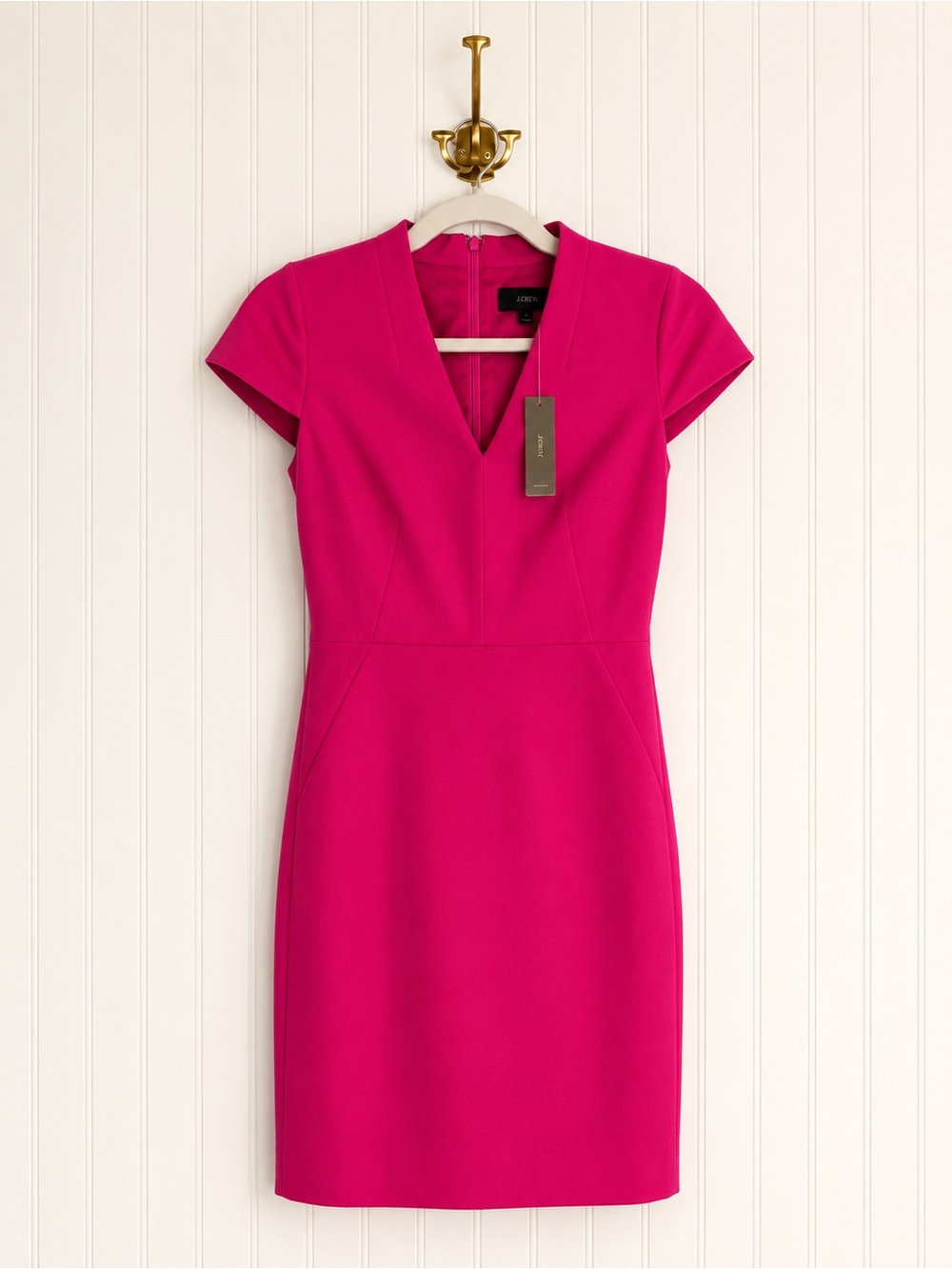 J.Crew NWT Pink V-Neck Sheath Dress Size 00P Petite Stretch Career Cocktail